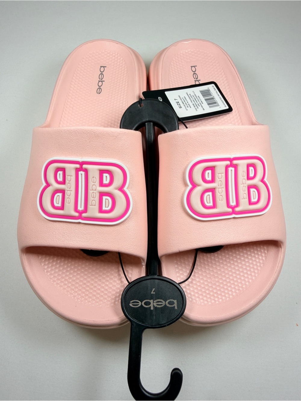 Bebe Women’s Blush Pink BB Logo Platform Slide Sandals Size 7 NWT